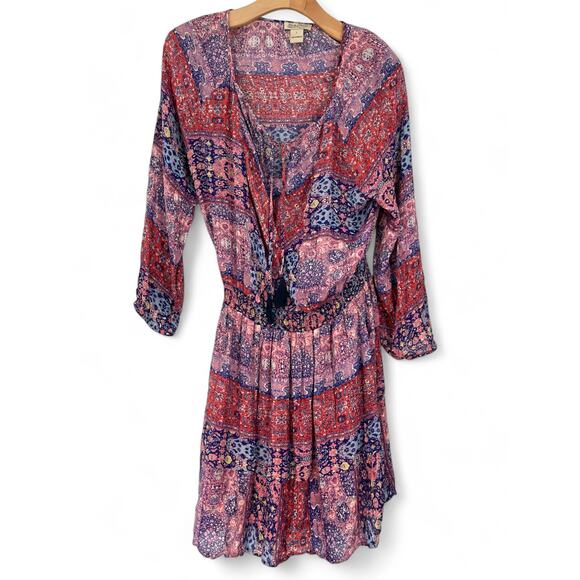 Lucky Brand  | L | Women's Mosaic Stripe Dress Mini Boho Mini Coverup - Picture 2 of 5